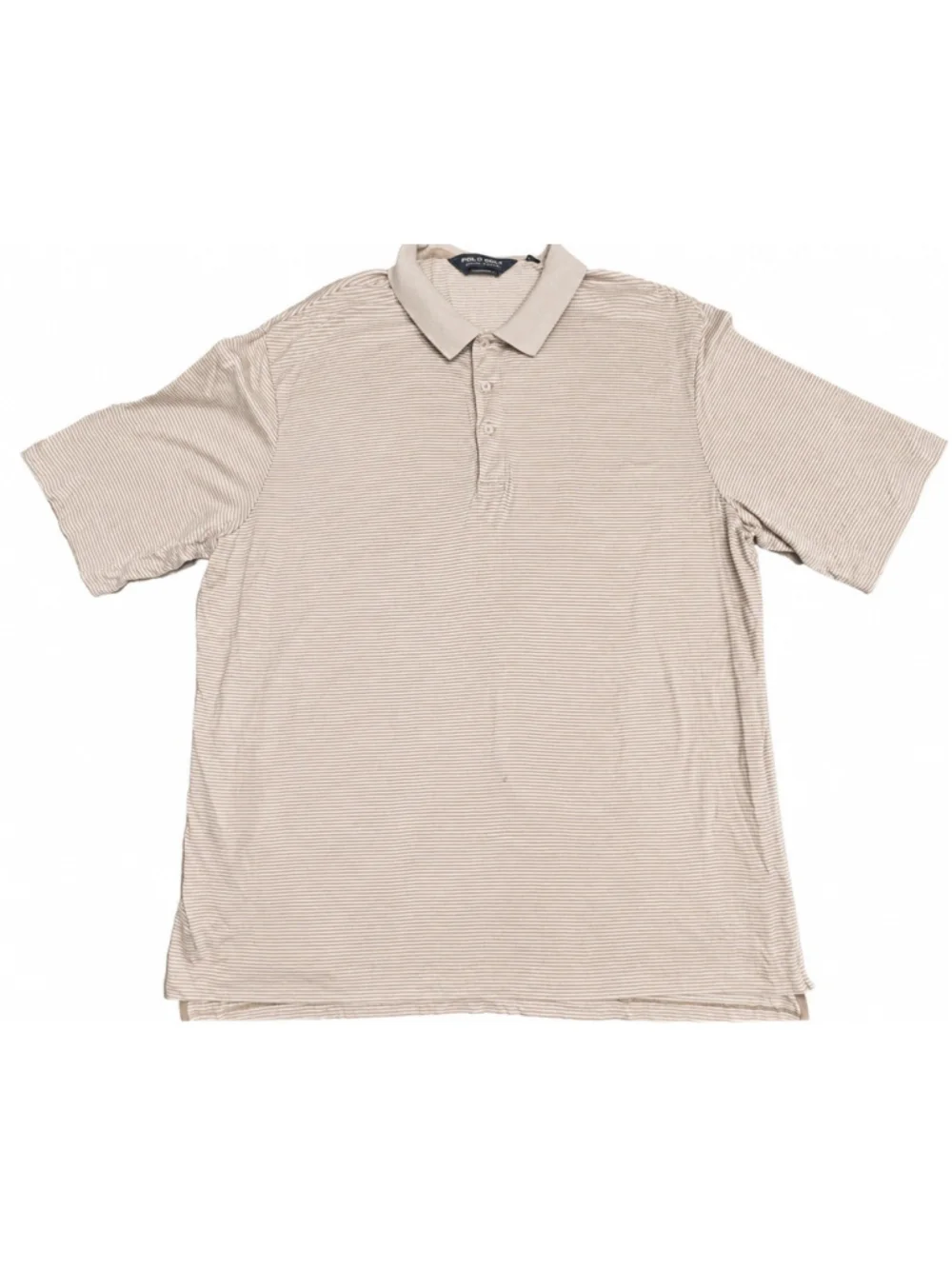 Polo Golf Ralph Lauren Mens XL Pima Cotton Tan White Striped Polo Shirt
